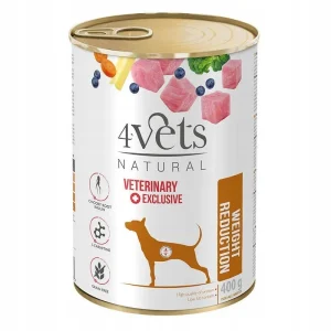 4VETS Natural Dog Weight Reduction Redukcja Wagi LOW FAT 400g