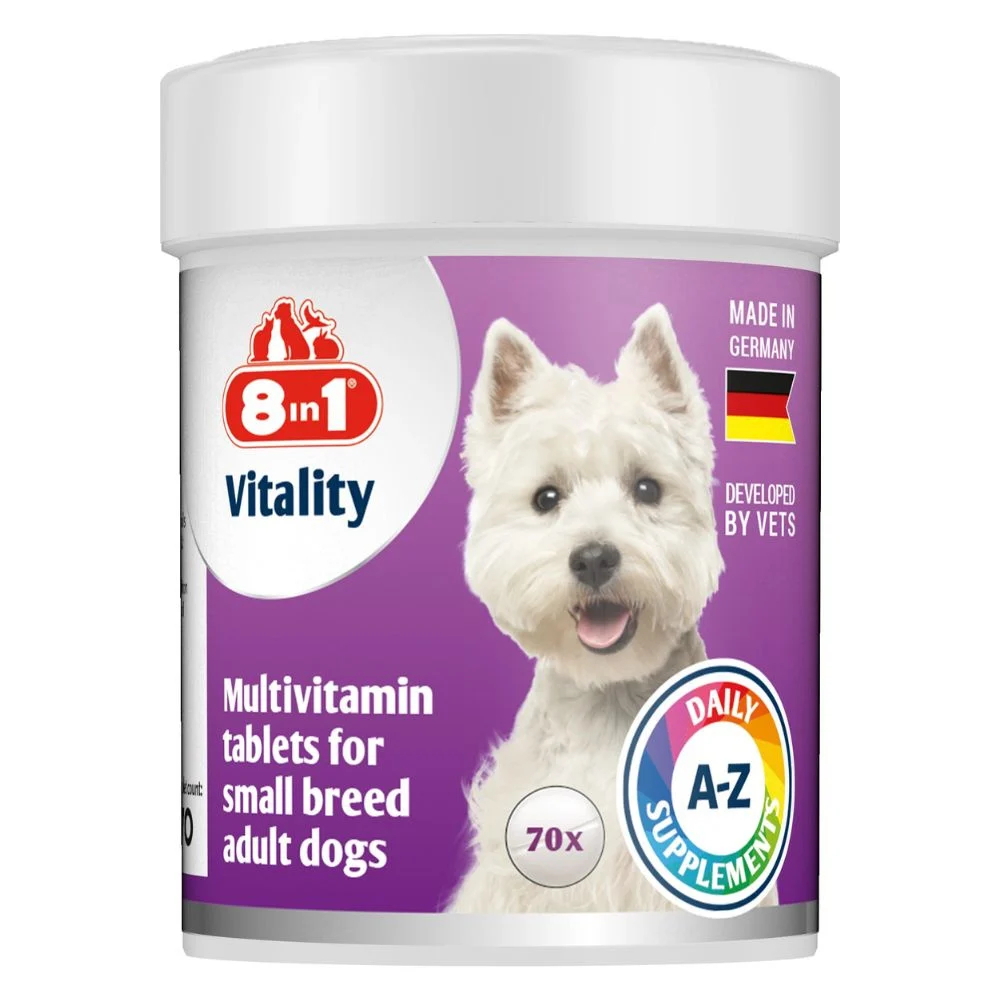 8in1 Vitality Multiwitaminy dla psów małych ras – 70 tabletek – codzienne wsparcie zdrowia i odporności