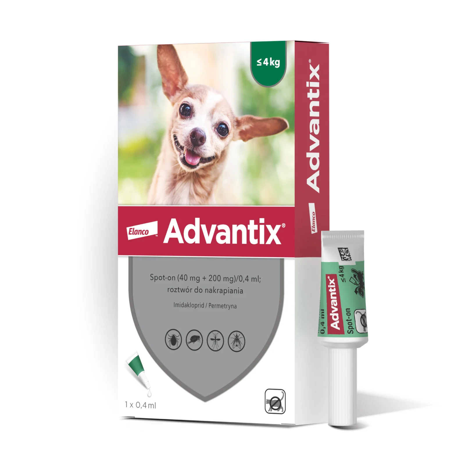 ADVANTIX SPOT ON 0,4ML x 1 pipeta pies do 4kg
