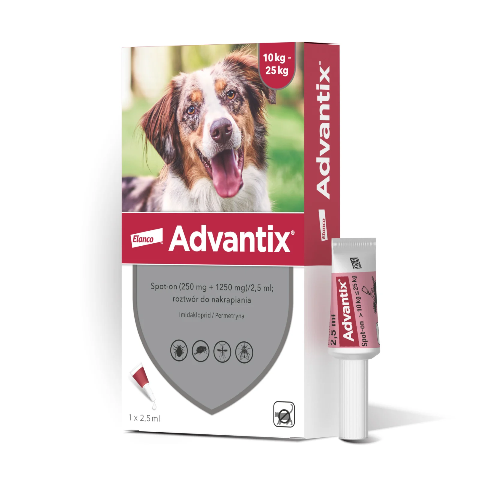 ADVANTIX SPOT ON 2,5ML x 1 pipeta pies 10 do 25kg
