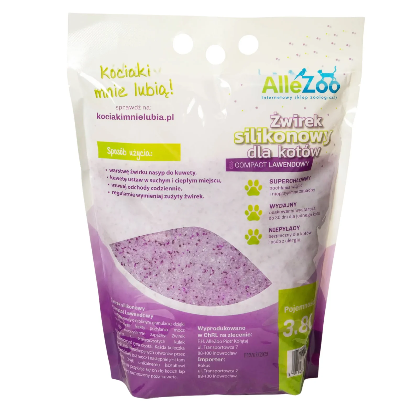 ALLEZOO Żwirek silikonowy Compact Lawenda 3,8L - Image 2