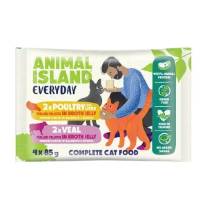 ANIMAL ISLAND Everyday Drób Cielęcina w galarecie 4x85g