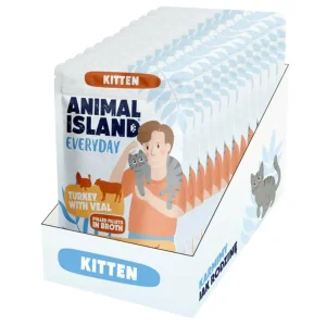 ANIMAL ISLAND Everyday Kitten Indyk Cielęcina filet w rosole 12x85g