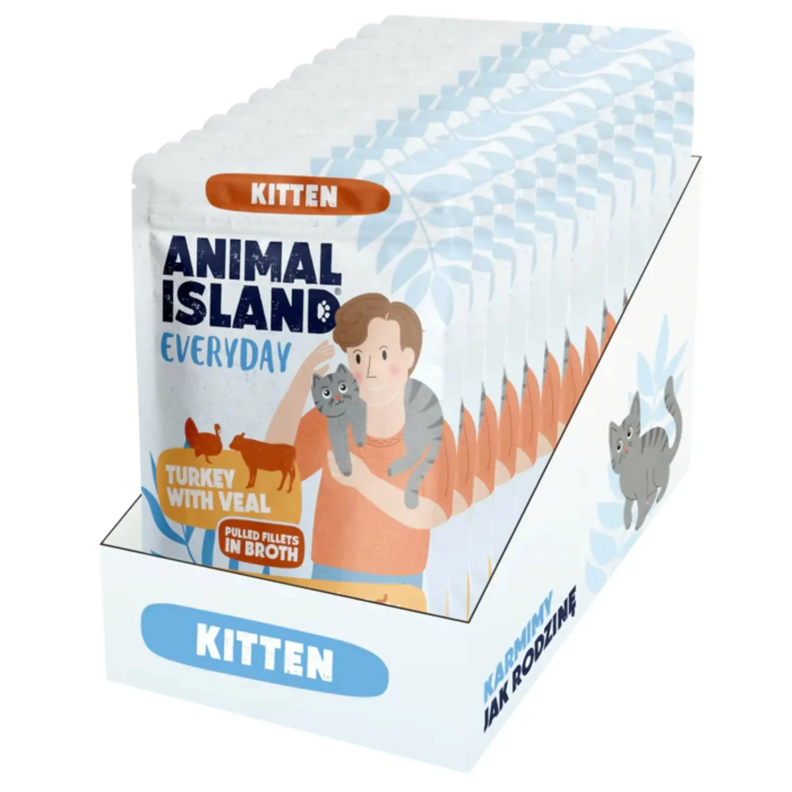 ANIMAL ISLAND Everyday Kitten Indyk Cielęcina filet w rosole 12x85g