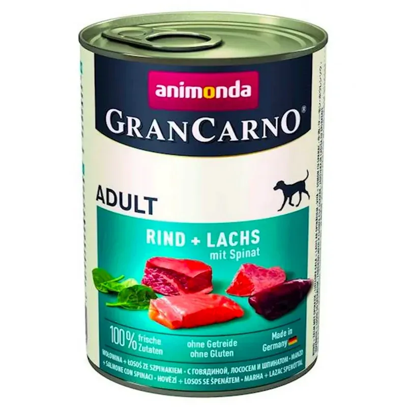 ANIMONDA GranCarno Adult wołowina i łosoś ze szpinakiem 400g
