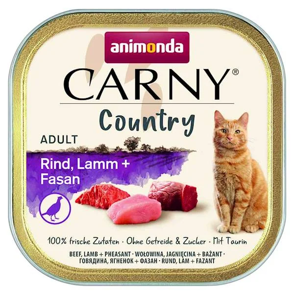 ANIMONDA KOT 100g CARNY COUNTRY WOŁOWINA JAGNIĘCINA, BAŻANT tacka /32