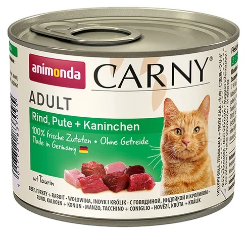 ANIMONDA KOT 200g CARNY WOŁOWINA, INDYK, KRÓLIK puszka /6