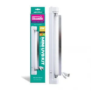 ARCADIA Zestaw oświetleniowy MINI T5 ze świetlówką 8W 2,4% UVB+10% UVA 5800K Natural Sunlight 8W/32 cm