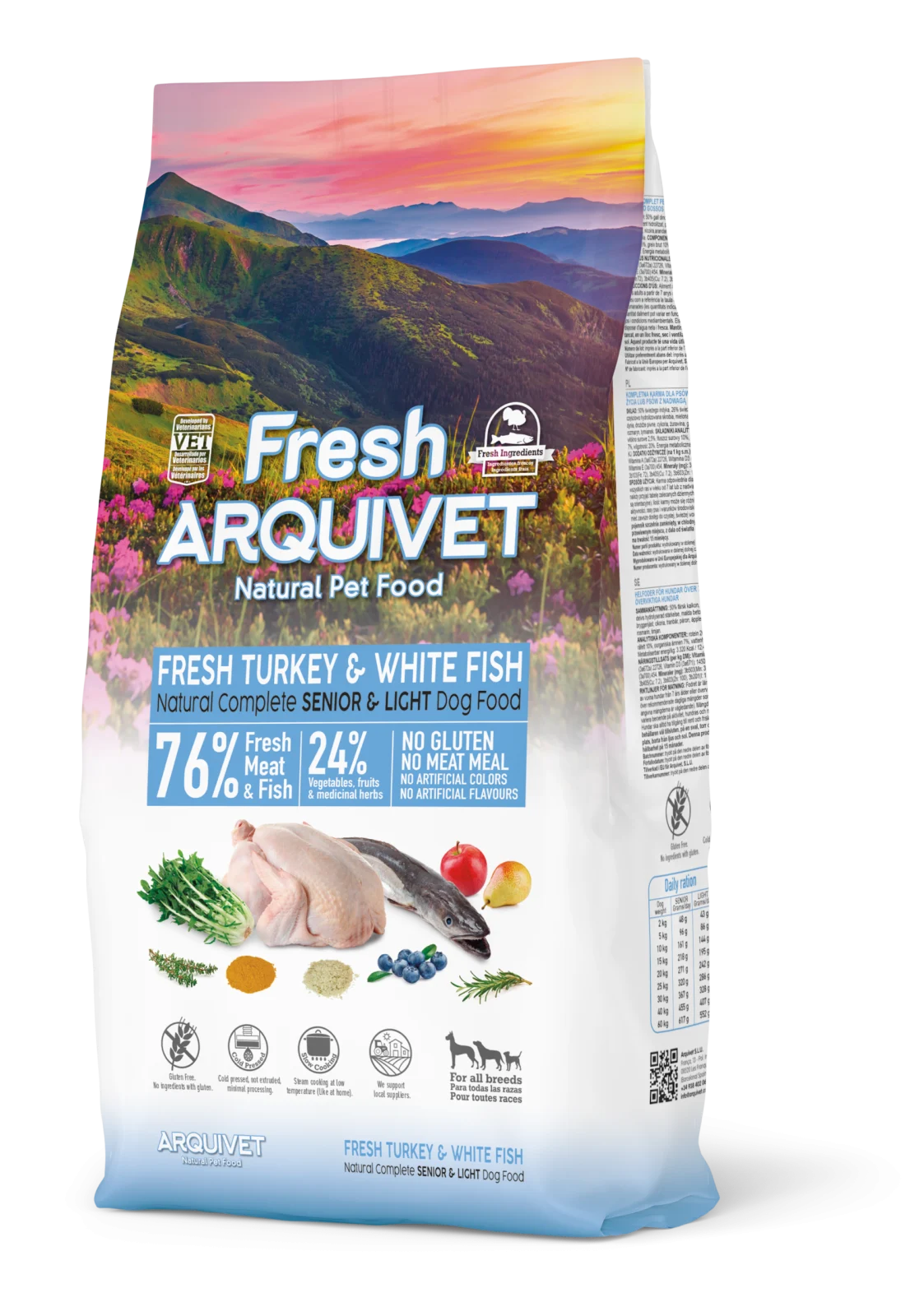 ARQUIVET FRESH SENIOR & LIGHT Indyk i biała ryba 10 kg