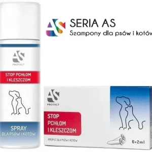 AS Protect Krople 6 × 2 ml + Spray 200 ml na pchły i kleszcze, Ziołowe