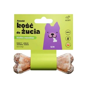 Azanki Kość do żucia z insektami, jabłkiem, jeżówką i kokosem S/M 12cm