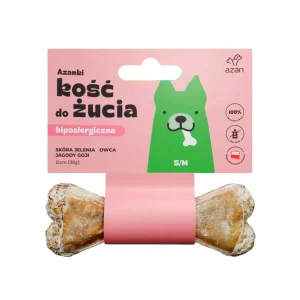 Azanki Kość do żucia ze skóry jelenia z jagnięciną i goji S/M 12cm