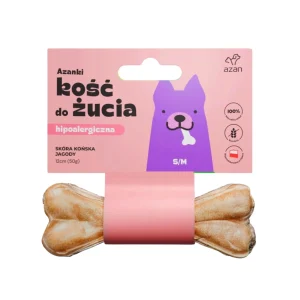 Azanki Kość do żucia ze skóry końskiej z jagodami S/M 12cm