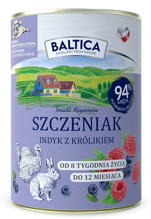 Baltica Indyk z Królikiem 400 g – Karma Mokra dla szczeniąt