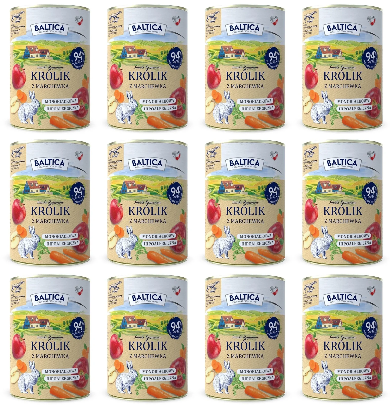 Baltica Królik z Marchewką Karma Mokra 12 x 400 g