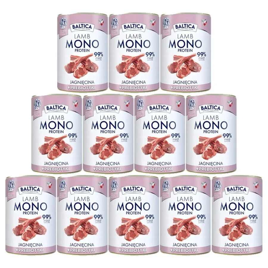 Baltica Monoprotein Jagnięcina z Prebiotykami dla psa Puszka 12 x 400g