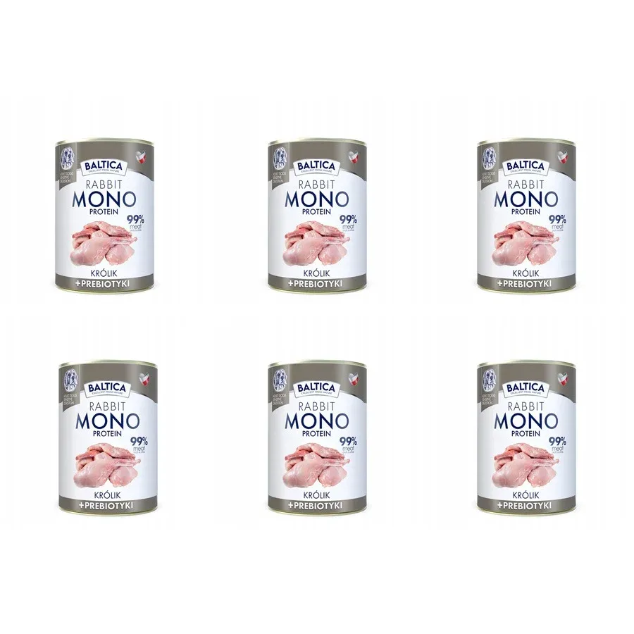 Baltica Monoprotein Królik z Prebiotykami dla psa Puszka 6 x 400g