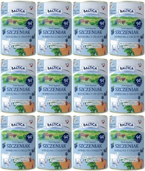 Baltica Szczeniak Jagnięcina z Cielęciną Karma Mokra 12×400 g