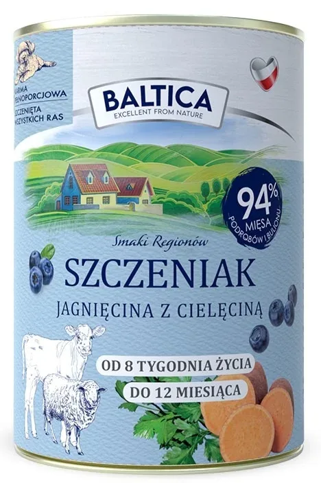 Baltica Szczeniak Jagnięcina z Cielęciną Karma Mokra 12×400 g - Image 2