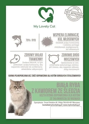 Bezzbożowa karma dla kota biała ryba z kawiorem 1,5 kg My Lovely Cat