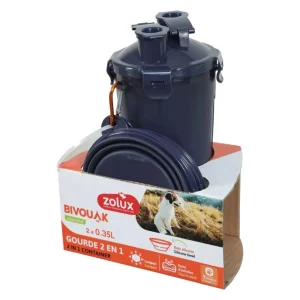 Bidon 2w1 z miskami dla psa – Bivouak – 2 × 350 ml – Niebieski