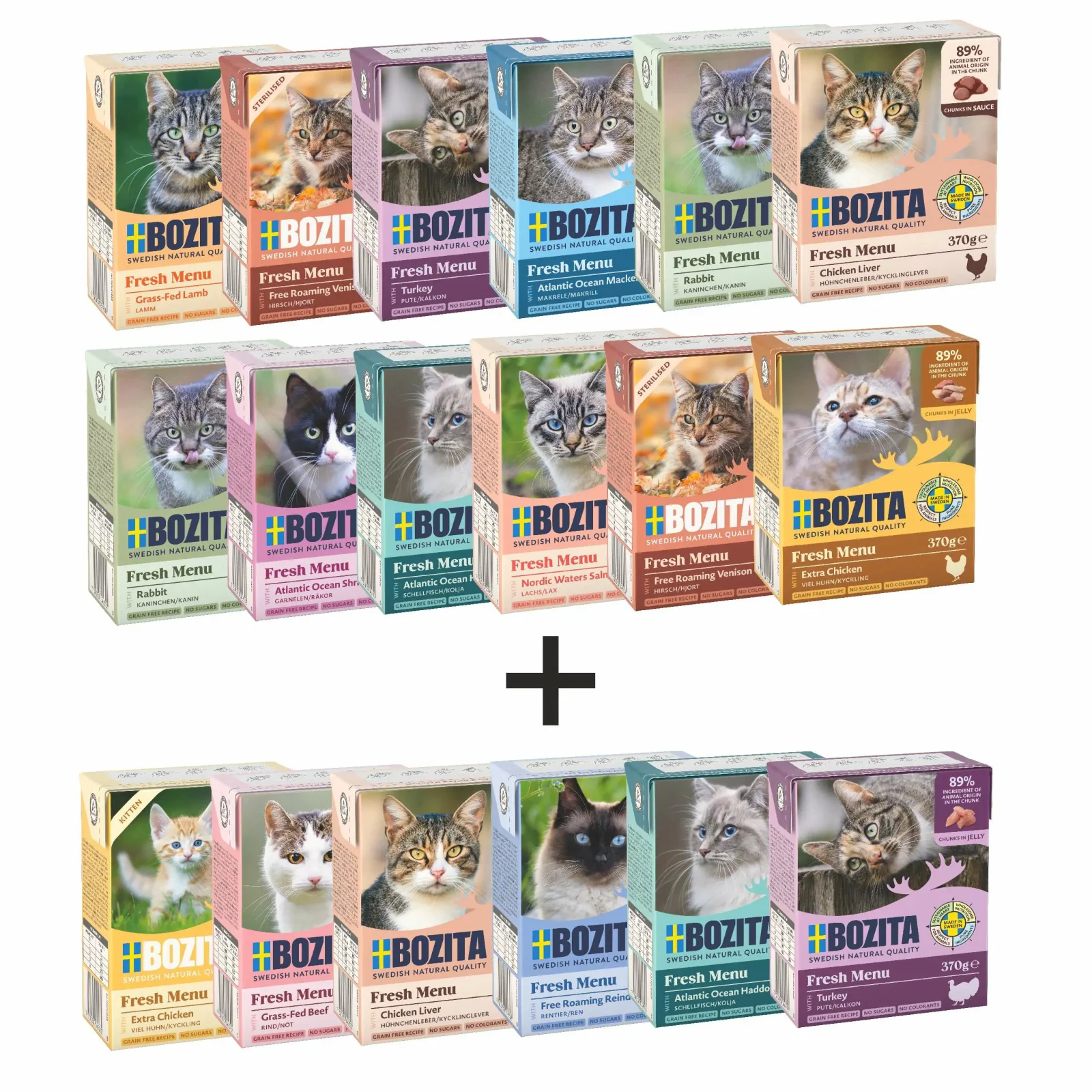 Bozita Feline Mix Smaków Mokra Karma Dla Kota 12+6 Gratis