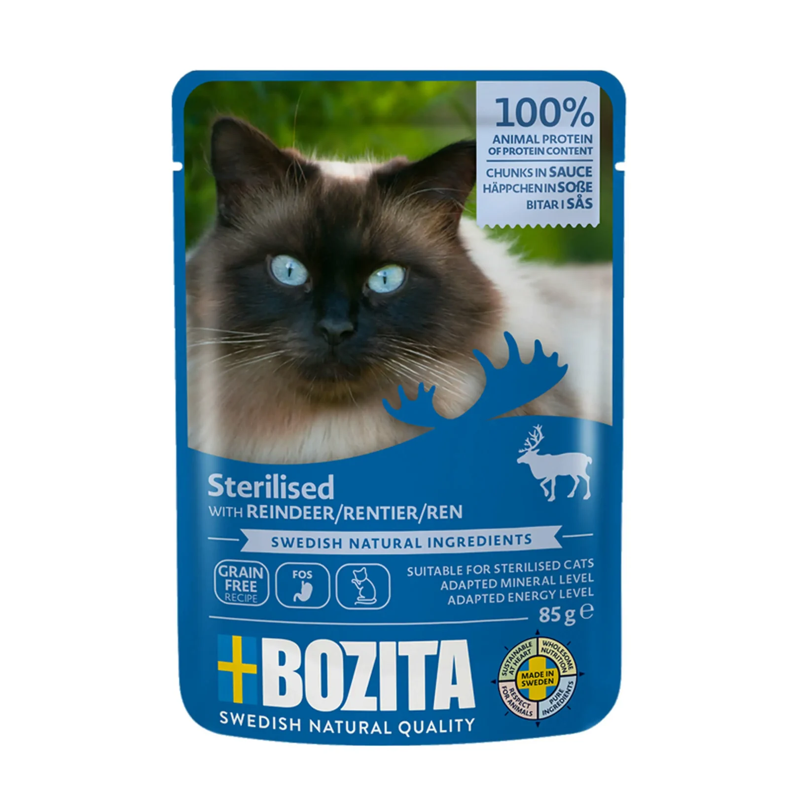 BOZITA kot Strilised kawałki w sosie Renifer 85g