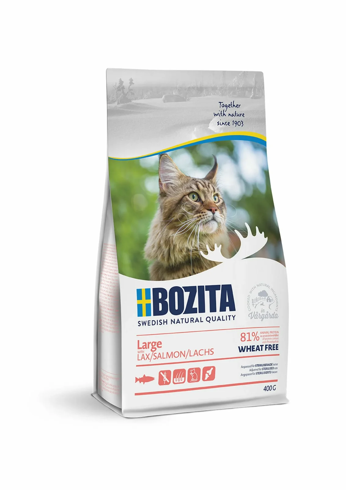 BOZITA kot sucha GF LARGE salmon 400g Gratis
