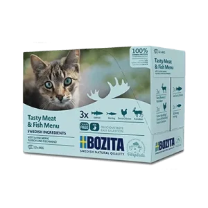 BOZITA Multibox mięsne i rybne kawałki w sosie (mix 12 saszetek 85g)