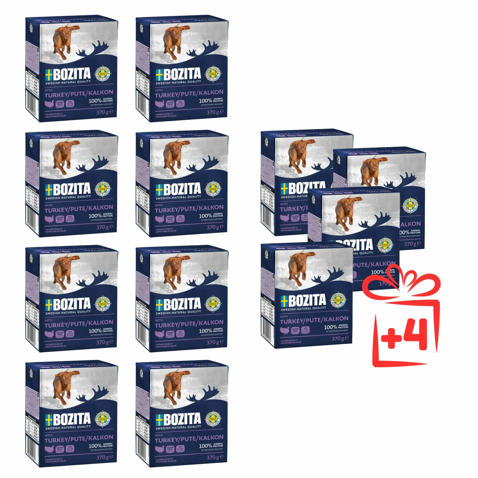 BOZITA z Indykiem w galaretce 370g – Zestaw 8 sztuk + 4 gratis!