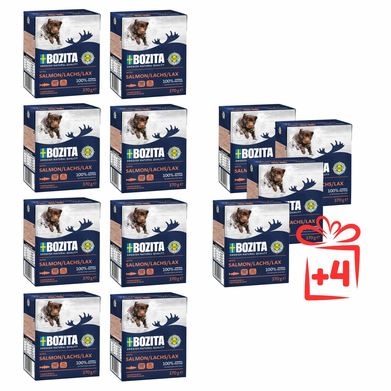 BOZITA z Łososiem w galaretce 370g – Zestaw 8 sztuk + 4 gratis!
