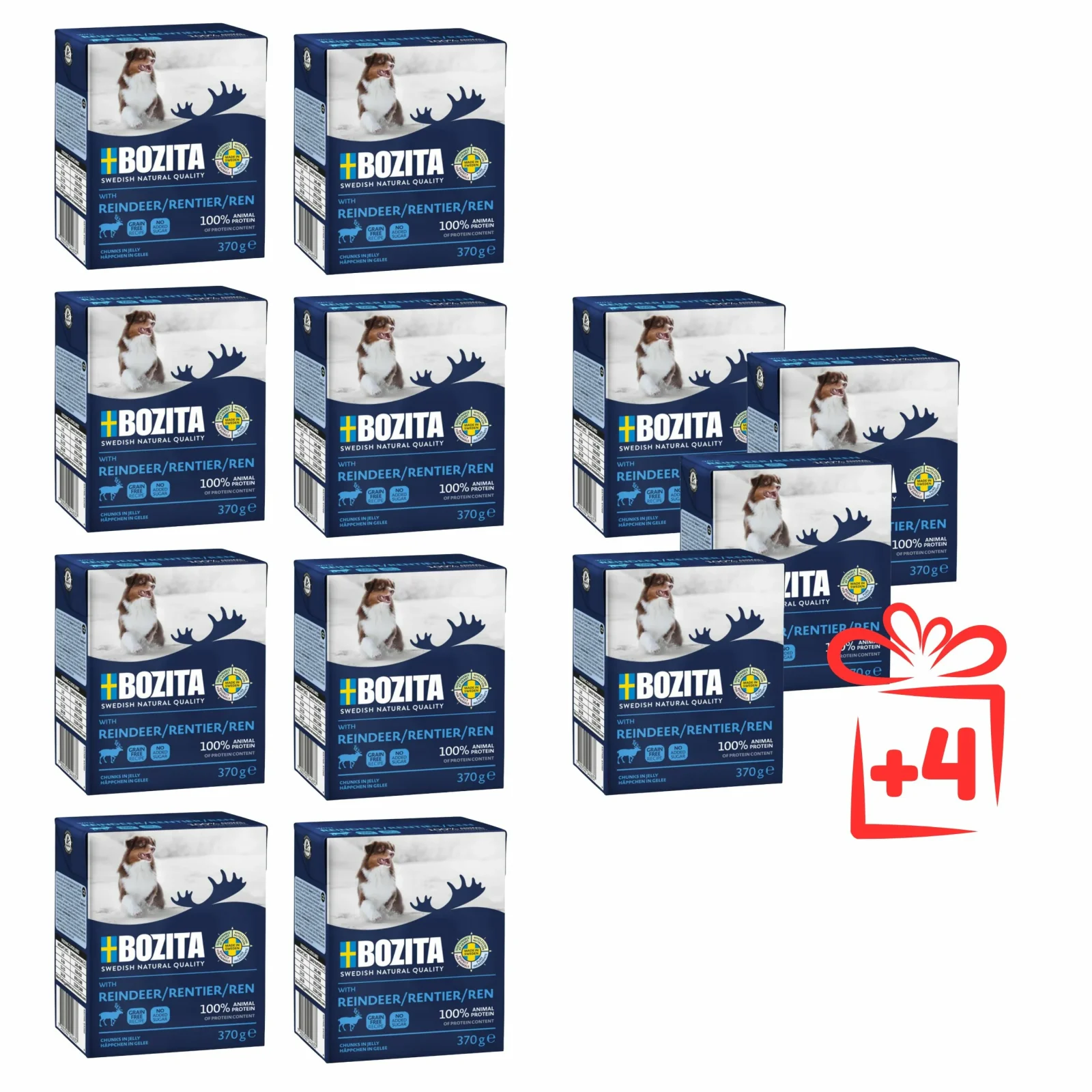 BOZITA z Reniferem w galaretce 370g – Zestaw 8 sztuk + 4 gratis!