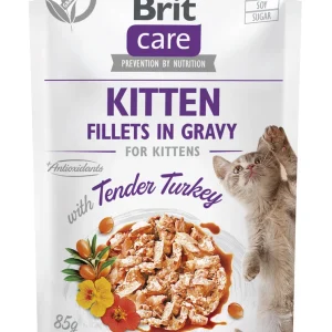 BRIT CARE Cat Kitten Fillets in Gravy with Tender Turkey Enriched with Sea Buckthorn and Nasturtium 85g
