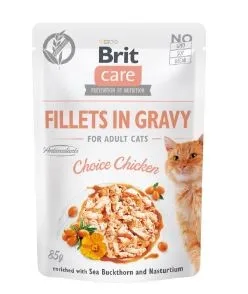 BRIT CARE Cat Pouches Fillets in Gravy Choice Chicken 85g