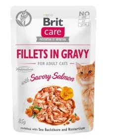 BRIT CARE Cat Pouches Fillets in Gravy with Savory Salmon 85g