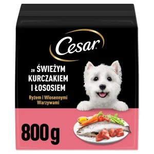 Cesar Adult Sucha karma dla psów ze Świeżym Kurczakiem, Łososiem i Warzywami 800 g