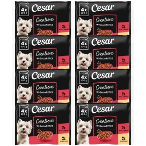 Cesar Creations 32×100g Kurczak z groszkiem i Wołowina z marchewką w galaretce