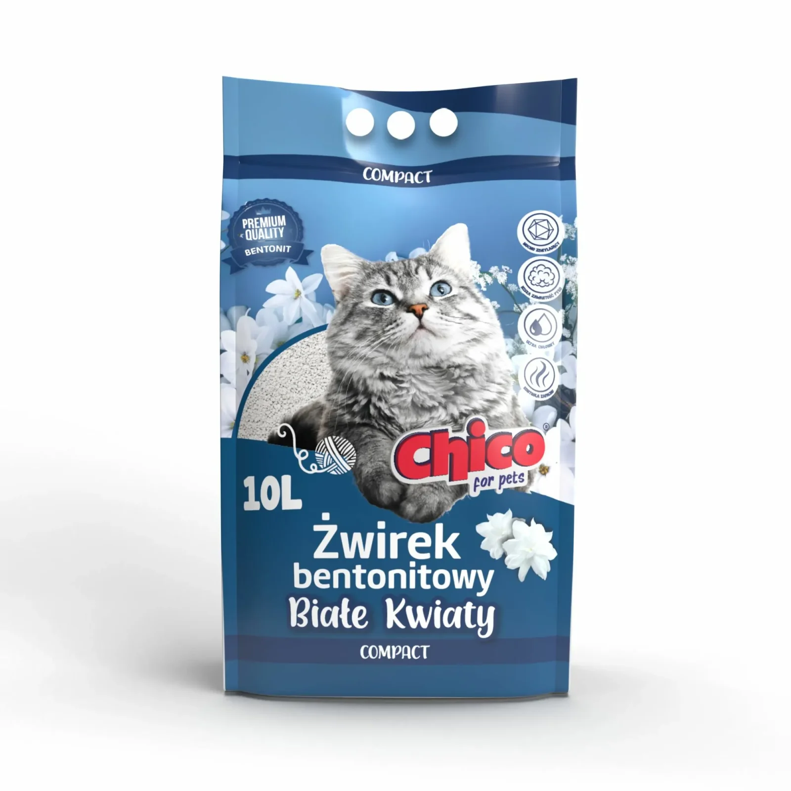 CHICO Żwirek bentonitowy Compact Białe Kwiaty 10L
