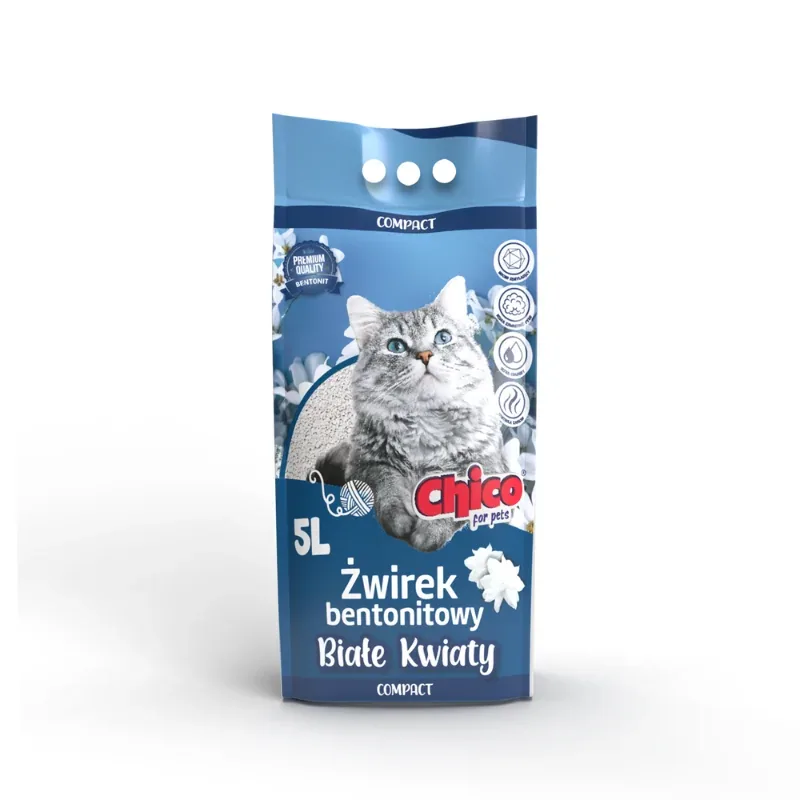 CHICO Żwirek bentonitowy Compact Białe Kwiaty 5L