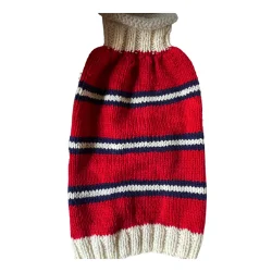 Ciepły sweter czerwony w pasy XL