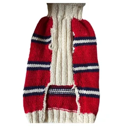 Ciepły sweter czerwony w pasy XL - Image 2