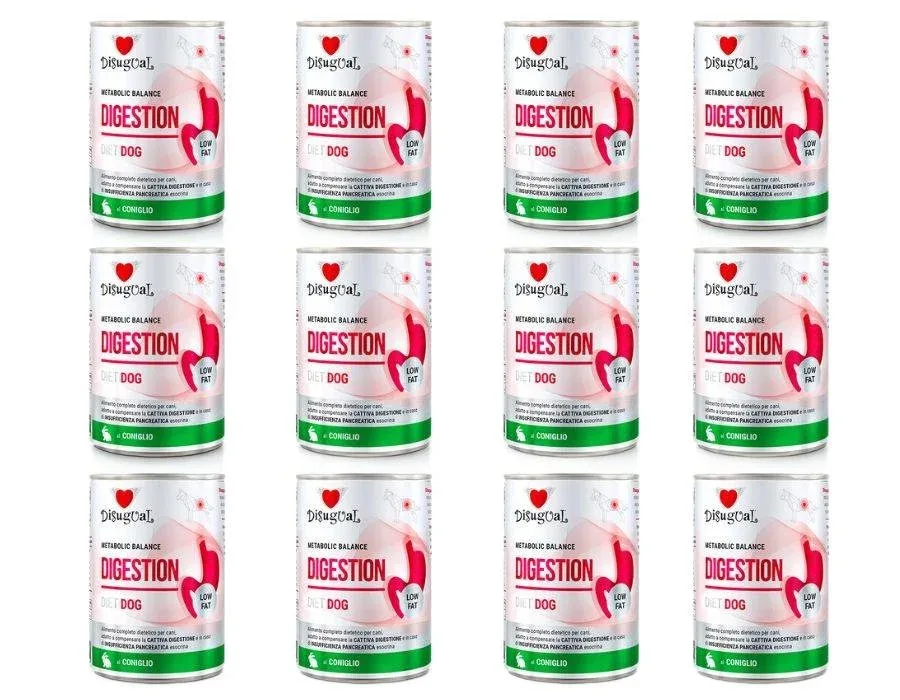 Disugual Dla Psa Mokra Dieta Trzustkowa DIGESTIVE LOW FAT Królik 12 x 400 g