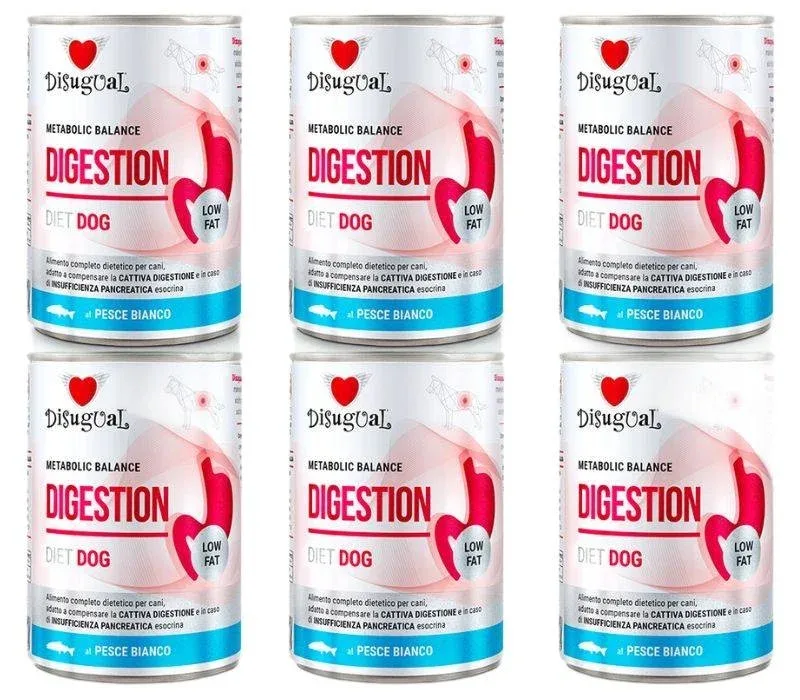 Disugual Psy Mokra Dieta Trzustkowa DIGESTIVE LOW FAT Białe Ryby 6 x 400 g