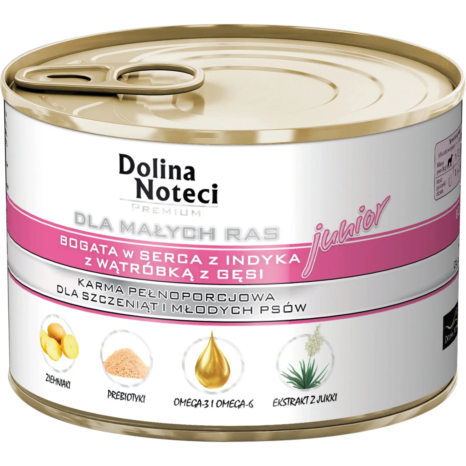 DOLINA NOTECI Premium JUNIOR Serca z indyka z wątróbką z gęsi 185g