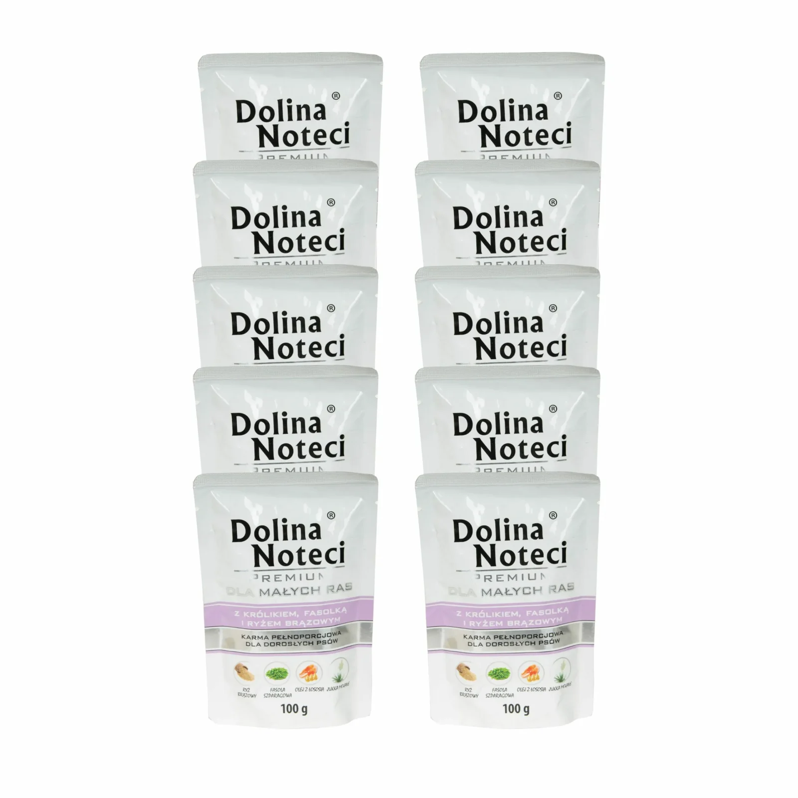 DOLINA NOTECI Premium Małe Rasy Królik Fasolka Ryż Mokra Karma Dla Psa 10x100g