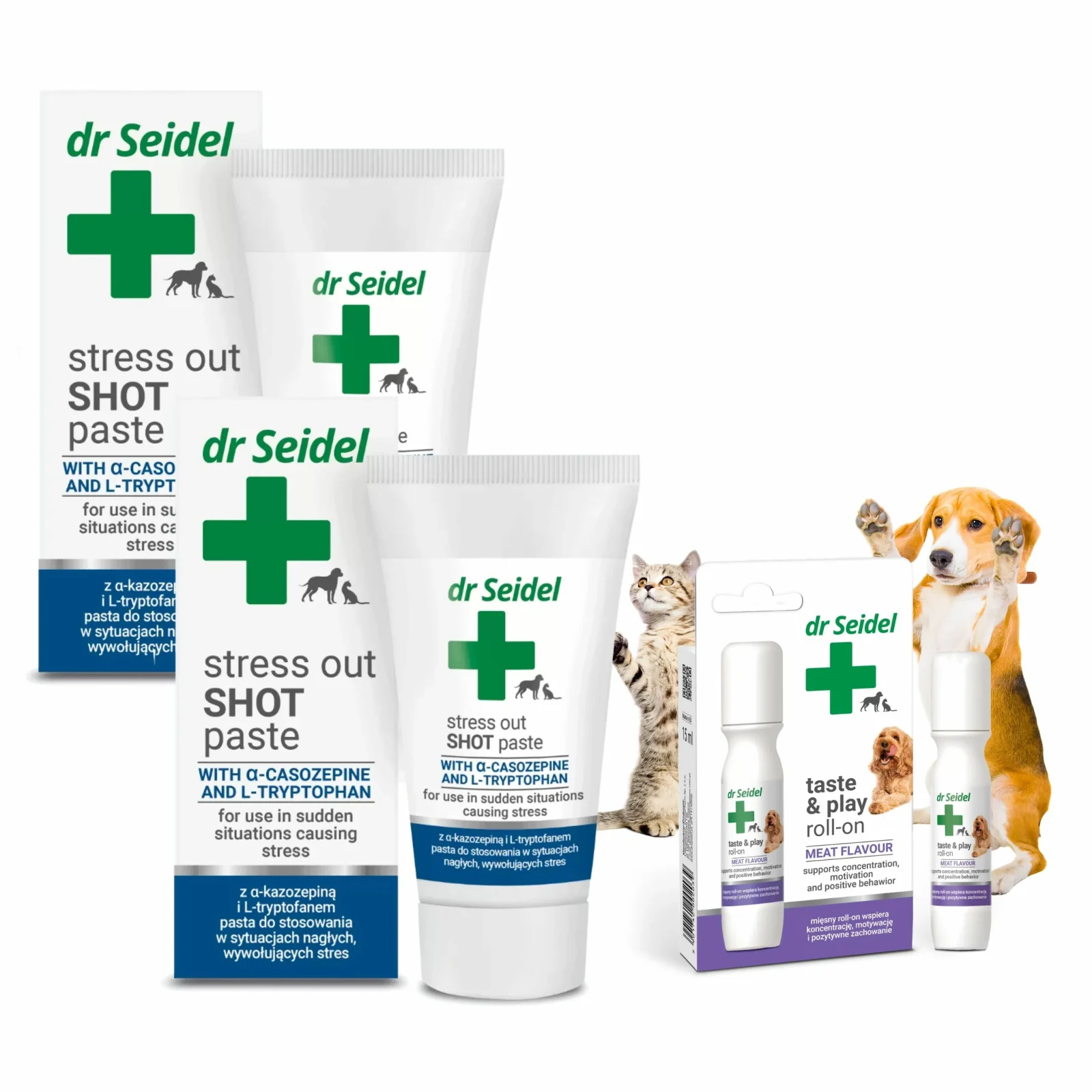 Dr Seidel Stress Out Shot Pasta 2x30g + przysmak Roll-On gratis