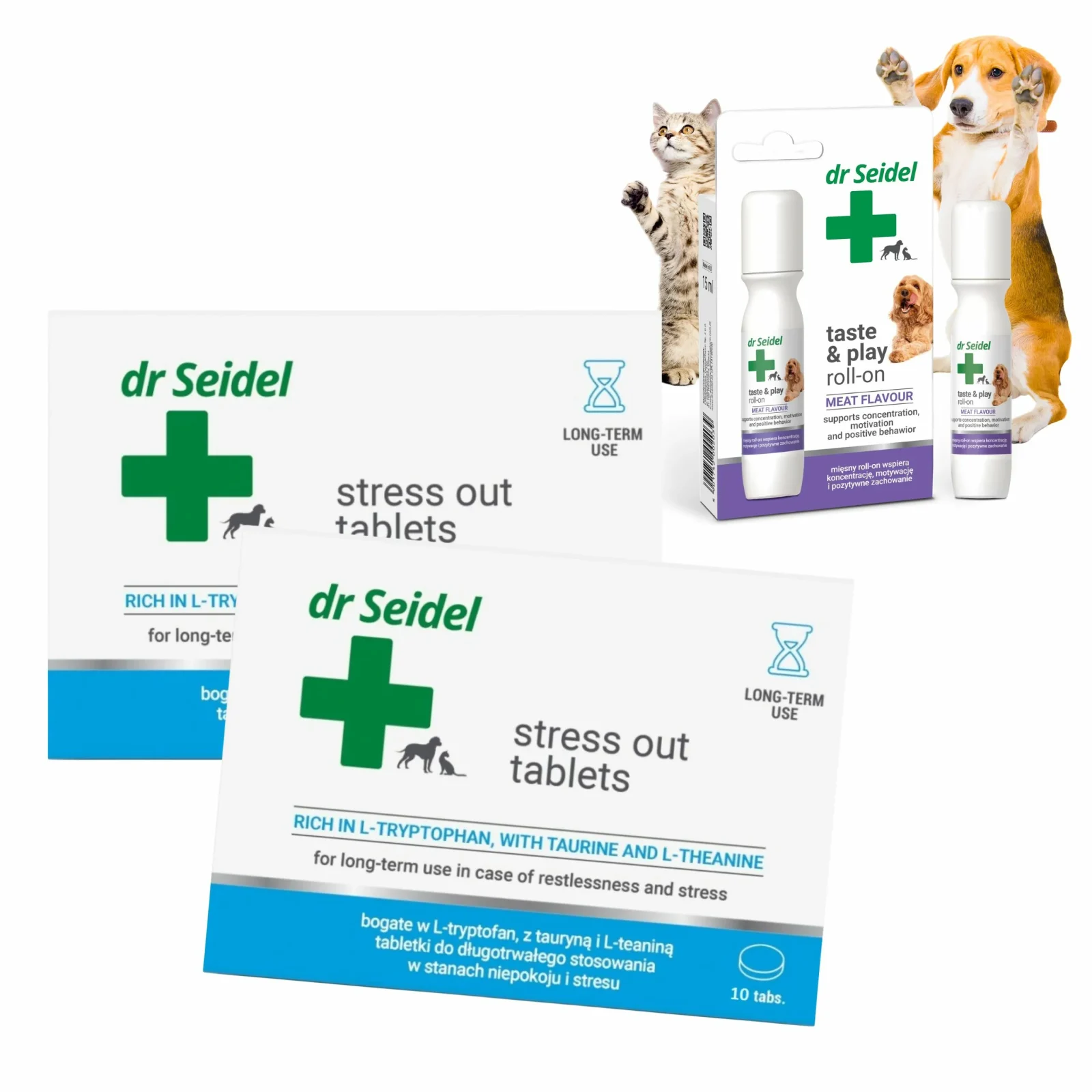 Dr Seidel Stress Out Tabletki 2x10szt + przysmak Roll-On gratis