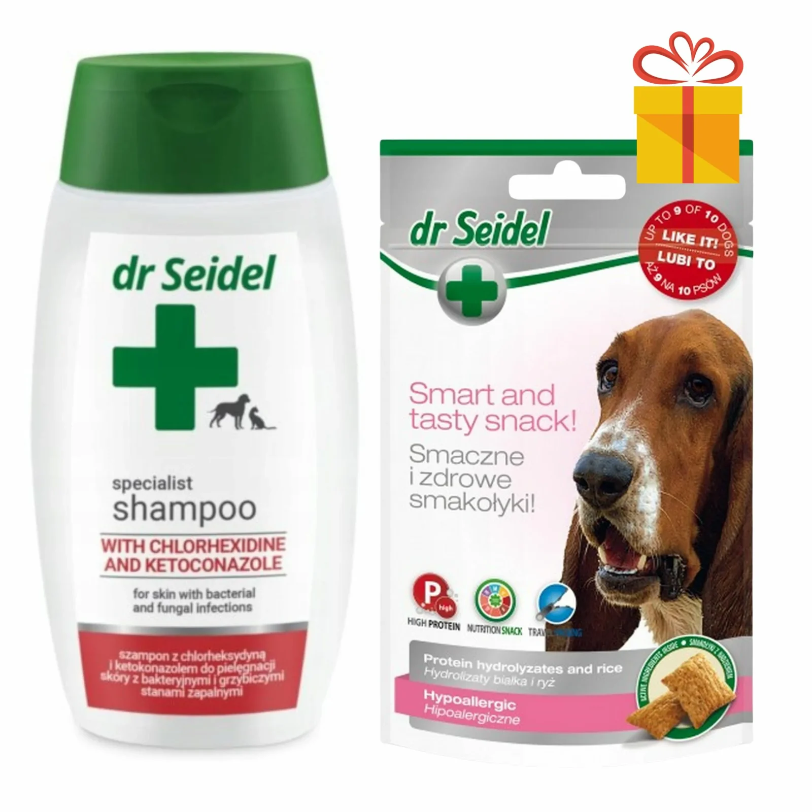 Dr Seidel Szampon z chlorheksydyną i ketokonazolem + przysmak Gratis!