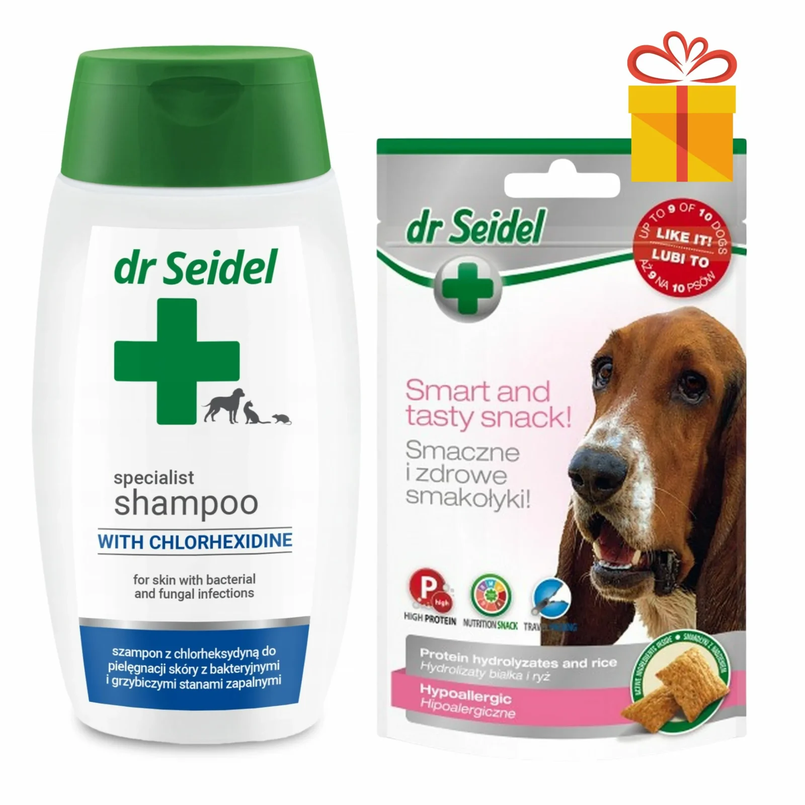 Dr Seidel Szampon z chlorheksydyną + przysmak Gratis!
