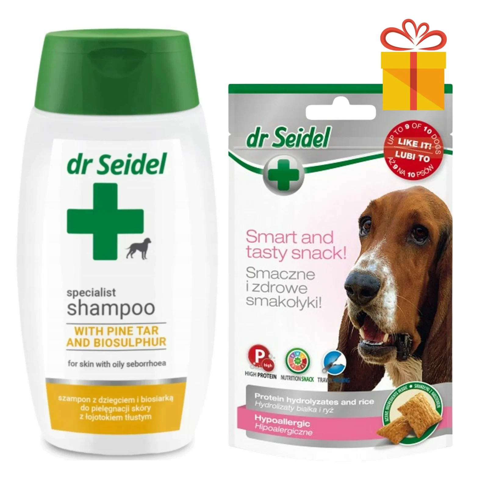 Dr Seidel Szampon z dziegciem i biosiarką + przysmak Gratis!